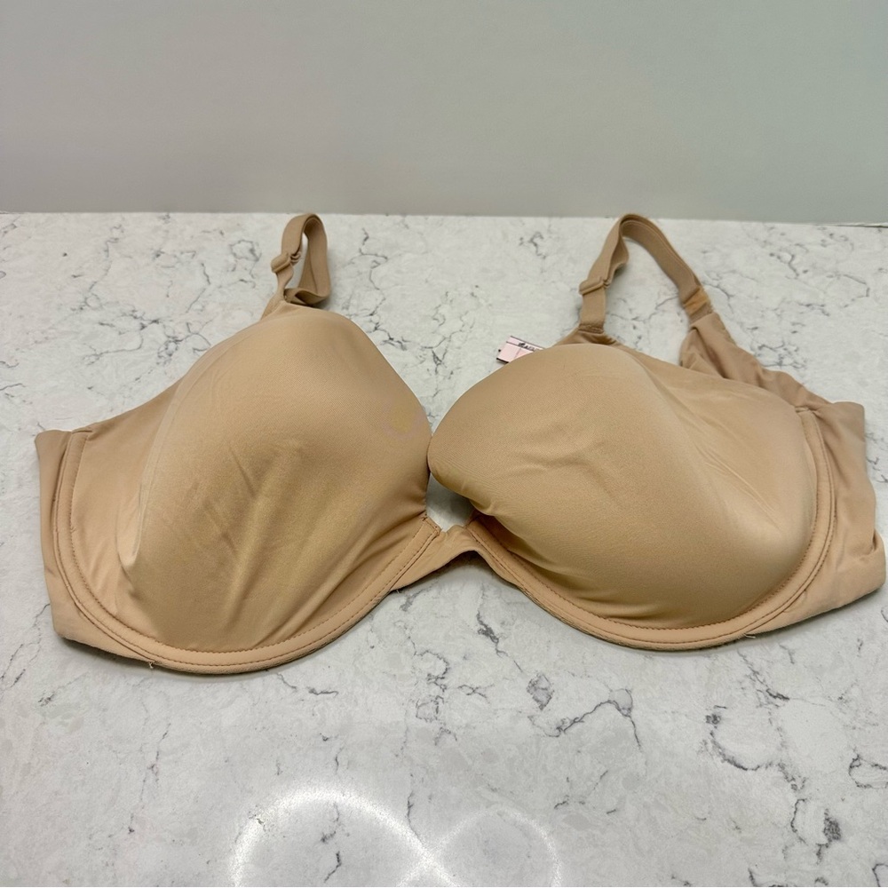 Victoria's Secret 38DD 38E Tan T-Shirt Lightly Lined Demi Bra Convertible Straps